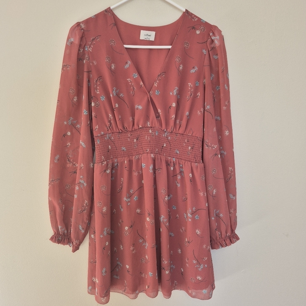 Wilfred Aritzia Womens Boho Cottagecore Wistful Red Floral Mini Dress Size Small - Picture 7 of 11